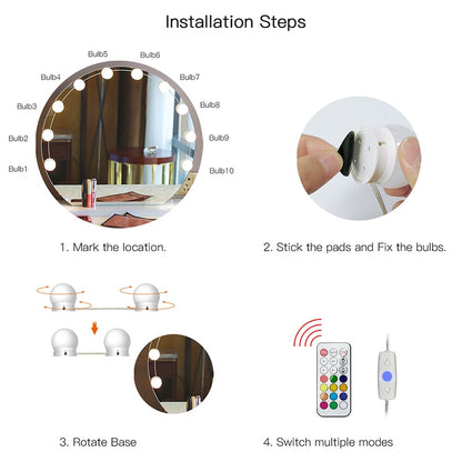 5W USB Charging Dimmable Globe Mirror String Lights