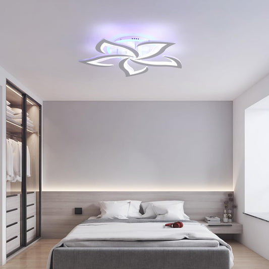 50W Dimmable LED Ceiling Light – Modern Petals Design with Remote. 3000-6000K Acrylic Fixture for Living Room & Bedroom