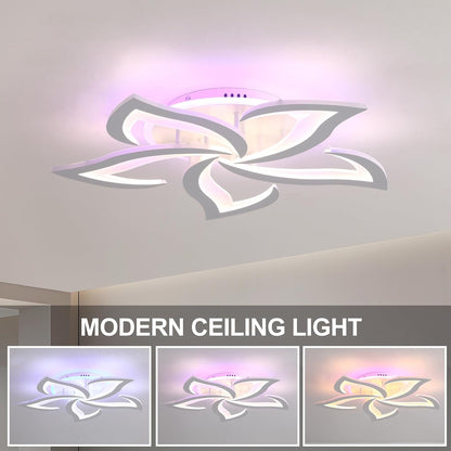 50W Dimmable LED Ceiling Light – Modern Petals Design with Remote. 3000-6000K Acrylic Fixture for Living Room & Bedroom