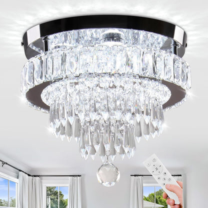 11.8 Crystal LED Ceiling Light Modern Dimmable Flush Mount Chandelier