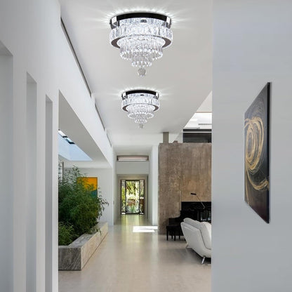 Modern Crystal LED Ceiling Light. 11.8 Round Flush Mount Chandelier