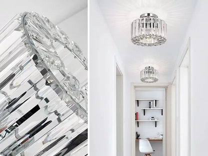 Crystal Chandelier Ceiling Light – Modern Glass Pendant in Silver Finish