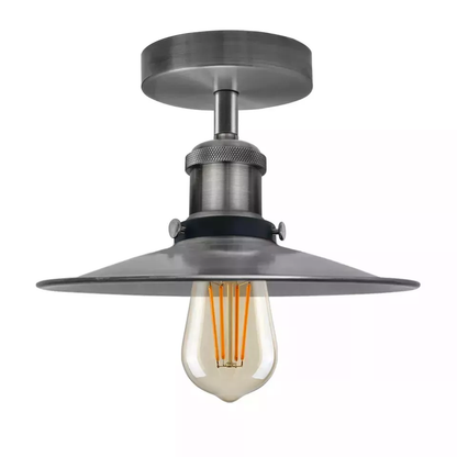 Retro Vintage Industrial Flush Mount Ceiling Light – Warm E27 Lamp Fitting