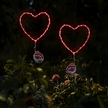 SunStake ❤️ Heart-Shaped Metal Frame Solar LED Garden Lights (Set of 2)