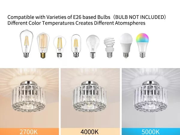 Crystal Chandelier Ceiling Light – Modern Glass Pendant in Silver Finish