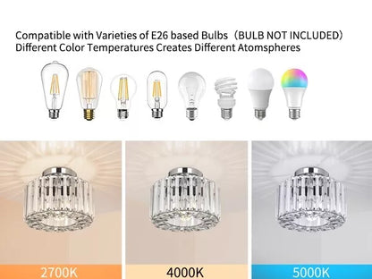 Crystal Chandelier Ceiling Light – Modern Glass Pendant in Silver Finish