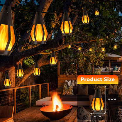 Solar Lights Outdoor Garden – 6.3M 10 Bulbs String Lights – Waterproof Flickering Dancing Flame Fairy Lights – Solar Powered for Yard. Patio. Fence. Tree. Party. Halloween