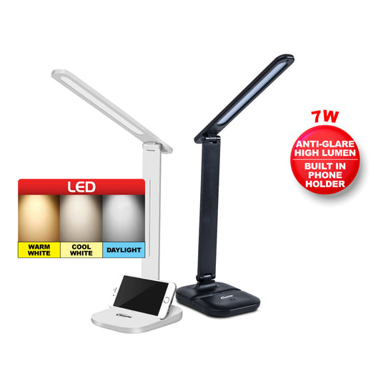 PowerPac USB LED Desk Lamp. children learning Table Lamp (PP1302) White