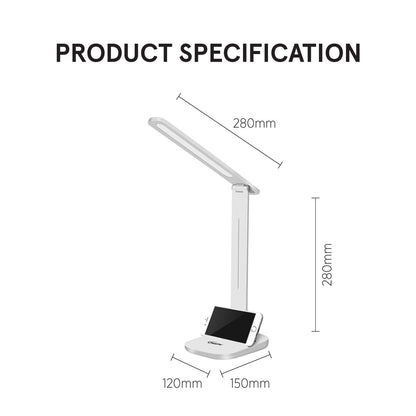 PowerPac USB LED Desk Lamp. children learning Table Lamp (PP1302) White