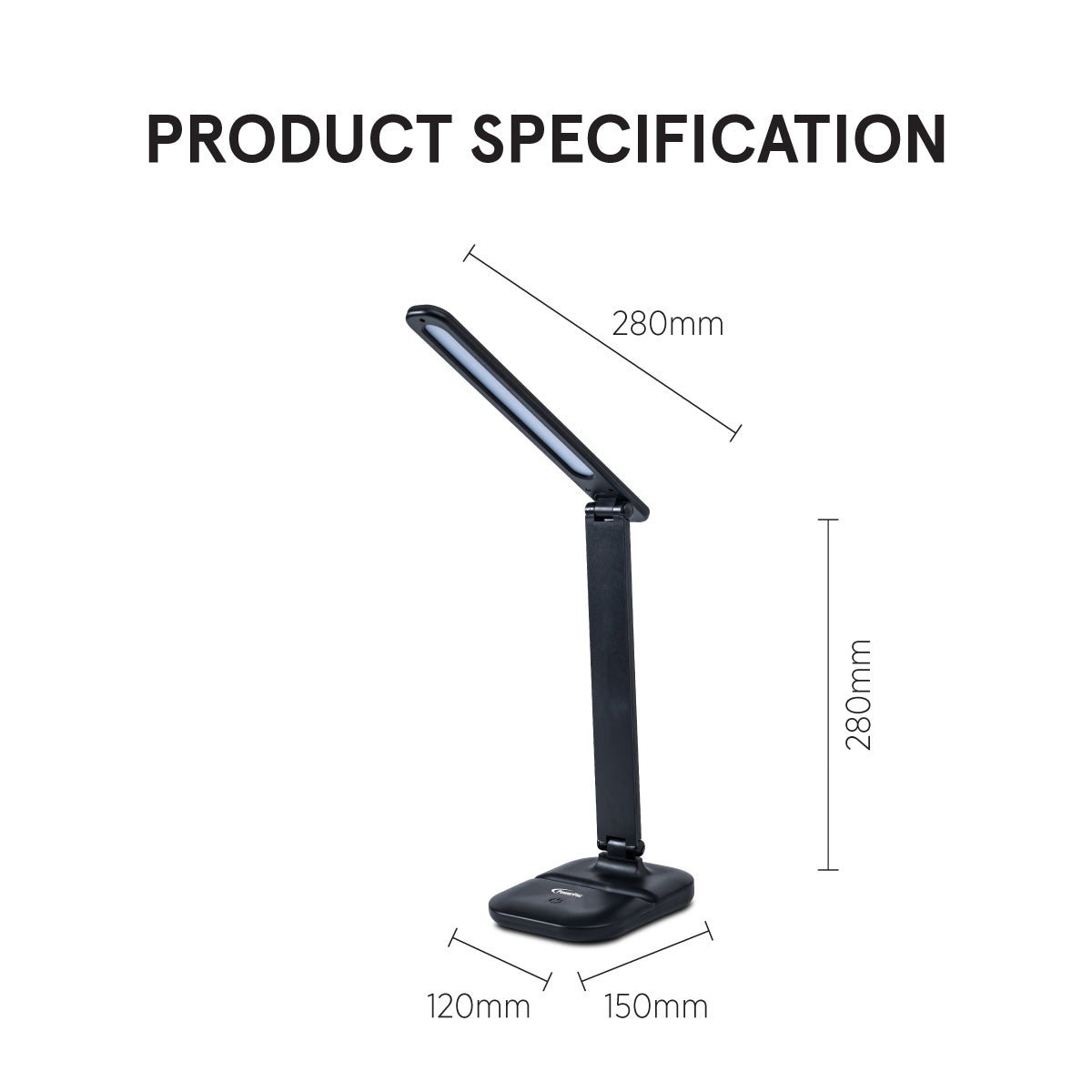 PowerPac USB LED Desk Lamp. children learning Table Lamp (PP1302) Black