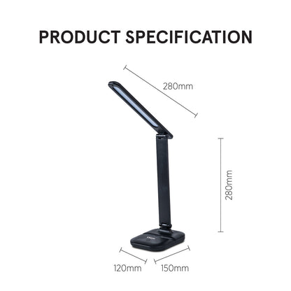 PowerPac USB LED Desk Lamp. children learning Table Lamp (PP1302) Black