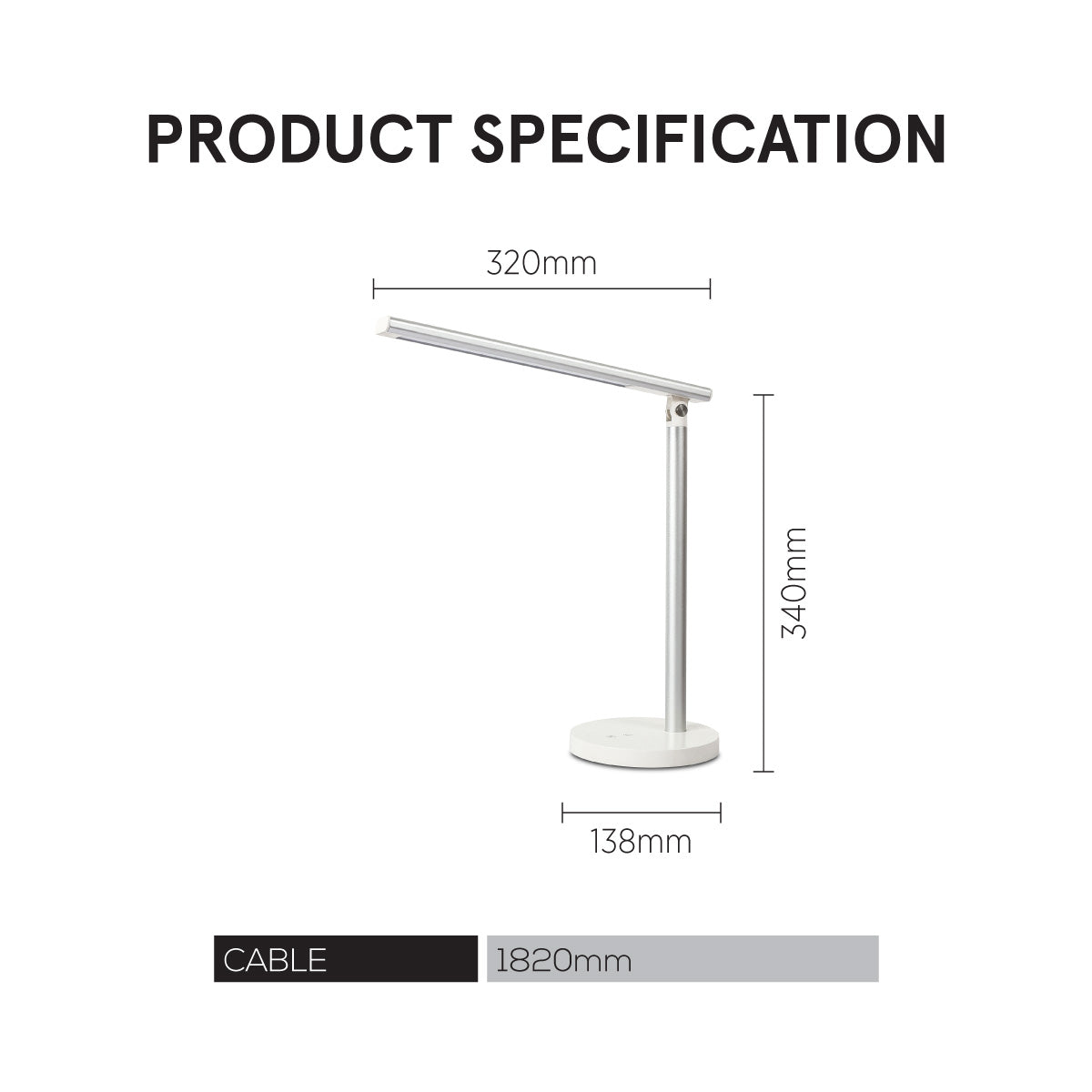 PowerPac USB LED Desk Lamp. Children Learning Table Lamp (PP1306)