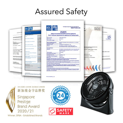 PowerPac 9 Air Circulator Fan – High Velocity. Powerful Airflow. Adjustable Tilt. Thermal Fuse Protection. 3-Speed. black. PP2809
