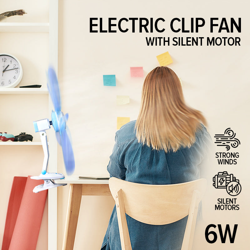 PowerPac 6 Clip/Table/Wall Fan – 5 Flexible Blades. Strong Airflow. Adjustable Tilt. PPC603A