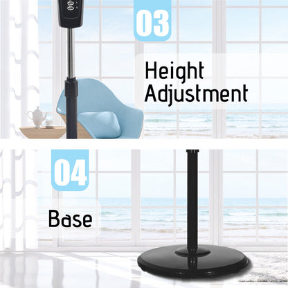 PowerPac 16 Stand Fan – Strong Airflow. Adjustable Tilt & Height. Oscillation. Timer. Durable. Energy-efficient. 4-Speed. black. PPFS30