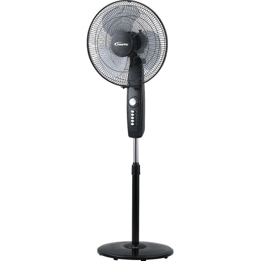 PowerPac 16 Stand Fan – Strong Airflow. Adjustable Tilt & Height. Oscillation. Timer. Durable. Energy-efficient. 4-Speed. black. PPFS30