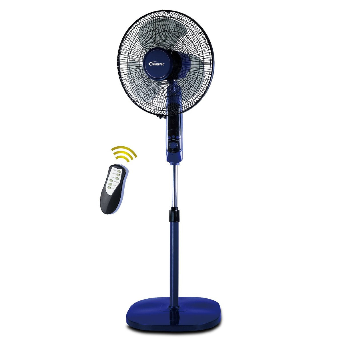 PowerPac 16 Stand Fan – Remote Control. Adjustable Tilt & Height. Oscillation. Timer. Durable. Energy-efficient. 3-Speed. purple & black. PPFS300R