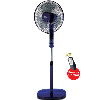 PowerPac 16 Stand Fan – Remote Control. Adjustable Tilt & Height. Oscillation. Timer. Durable. Energy-efficient. 3-Speed. purple & black. PPFS300R