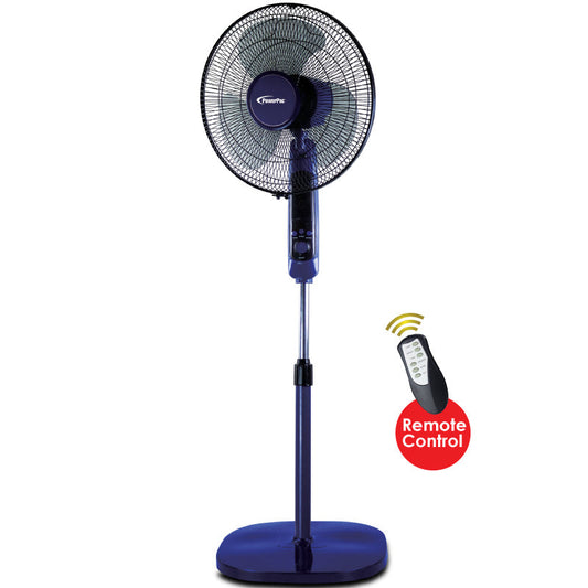 PowerPac 16 Stand Fan – Remote Control. Adjustable Tilt & Height. Oscillation. Timer. Durable. Energy-efficient. 3-Speed. purple & black. PPFS300R