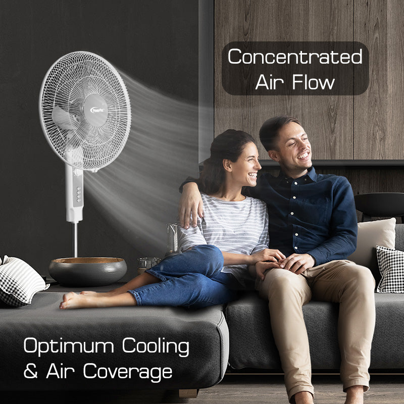 PowerPac 18 Stand Fan – Strong Airflow. Adjustable Tilt & Height. Oscillation. Timer. Durable. Energy-saving. 3-Speed. white. PPFS70