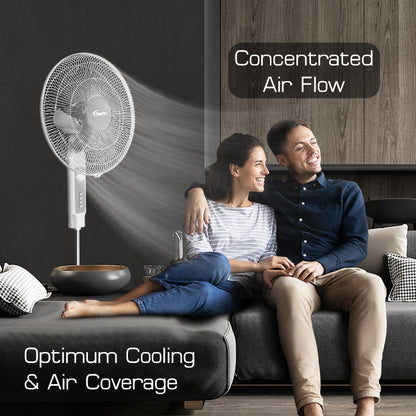 PowerPac 18 Stand Fan – Strong Airflow. Adjustable Tilt & Height. Oscillation. Timer. Durable. Energy-saving. 3-Speed. white. PPFS70