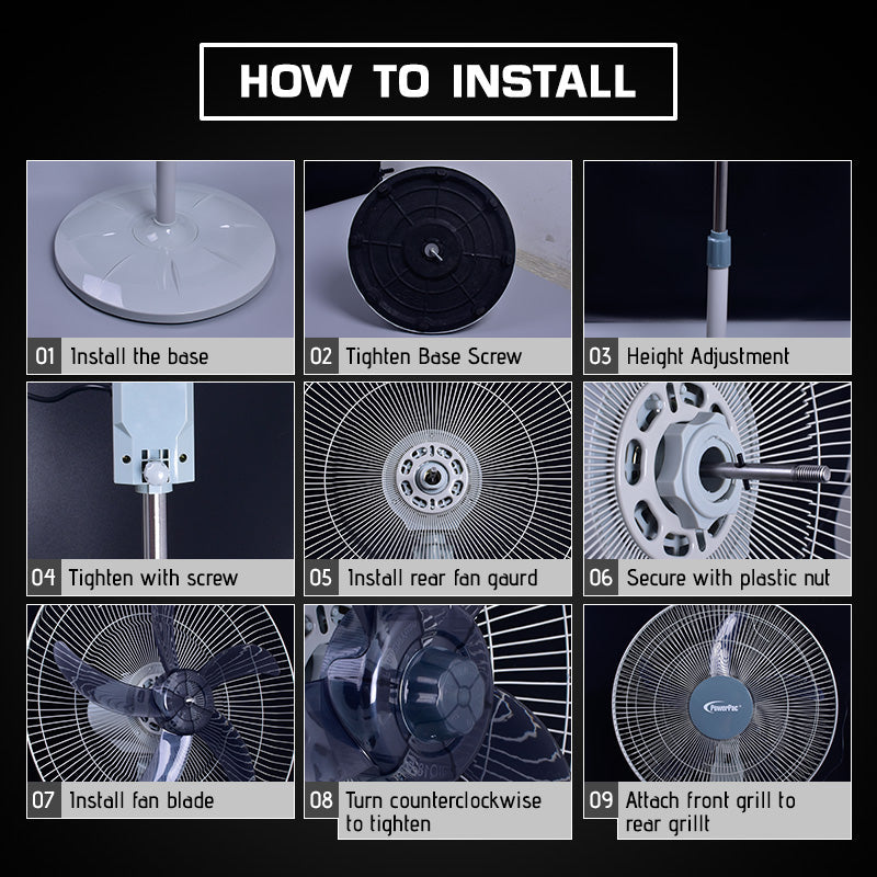 PowerPac 18 Stand Fan – Strong Airflow. Adjustable Tilt & Height. Oscillation. Timer. Durable. Energy-saving. 3-Speed. white. PPFS70