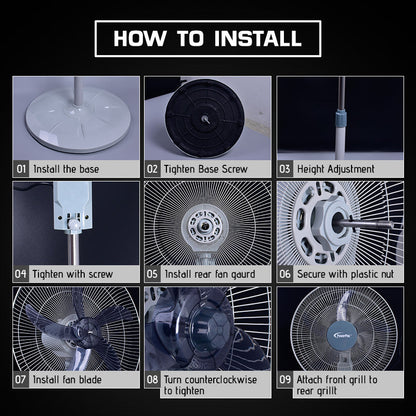 PowerPac 18 Stand Fan – Strong Airflow. Adjustable Tilt & Height. Oscillation. Timer. Durable. Energy-saving. 3-Speed. white. PPFS70