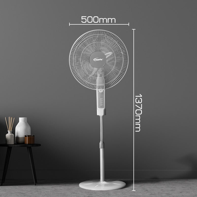 PowerPac 18 Stand Fan – Strong Airflow. Adjustable Tilt & Height. Oscillation. Timer. Durable. Energy-saving. 3-Speed. white. PPFS70