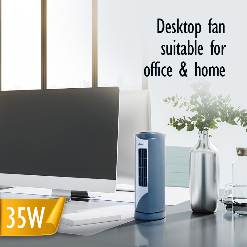 PowerPac 10 Tower Fan – Desk Fan. Oscillation. Portable. Compact. Energy-saving. Thermal protection. 3-Speed. grey. PPTF10