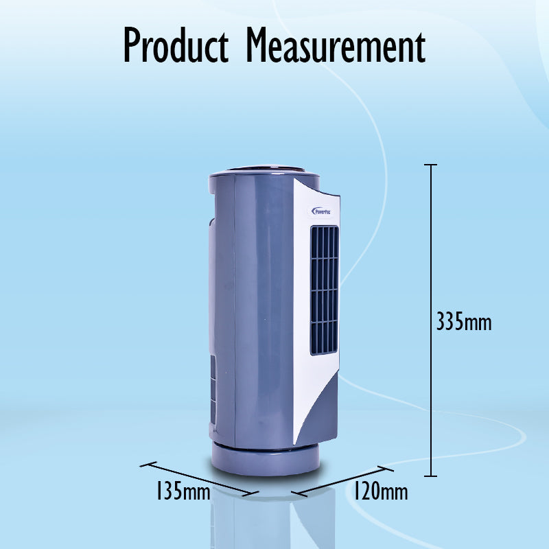 PowerPac 10 Tower Fan – Desk Fan. Oscillation. Portable. Compact. Energy-saving. Thermal protection. 3-Speed. grey. PPTF10