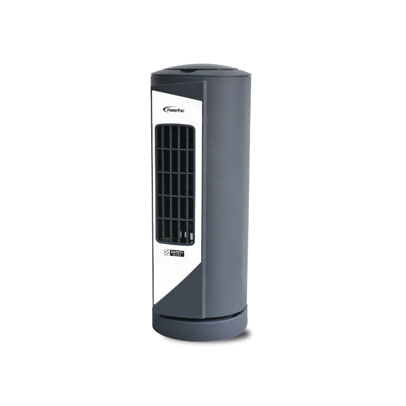 PowerPac 10 Tower Fan – Desk Fan. Oscillation. Portable. Compact. Energy-saving. Thermal protection. 3-Speed. grey. PPTF10