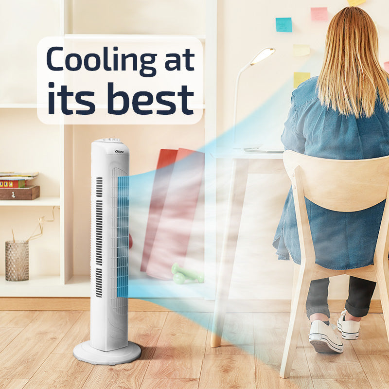 PowerPac 29 Tower Fan – Oscillation. Timer. Portable. Energy-efficient. Thermal protection. 3-Speed. white. PPTF290
