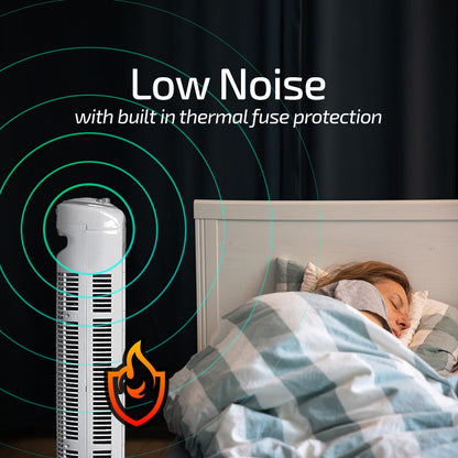 PowerPac 29 Tower Fan – Oscillation. Timer. Portable. Energy-efficient. Thermal protection. 3-Speed. white. PPTF290