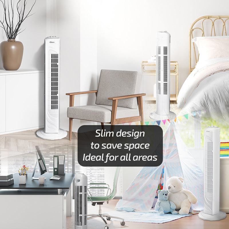 PowerPac 29 Tower Fan – Oscillation. Timer. Portable. Energy-efficient. Thermal protection. 3-Speed. white. PPTF290