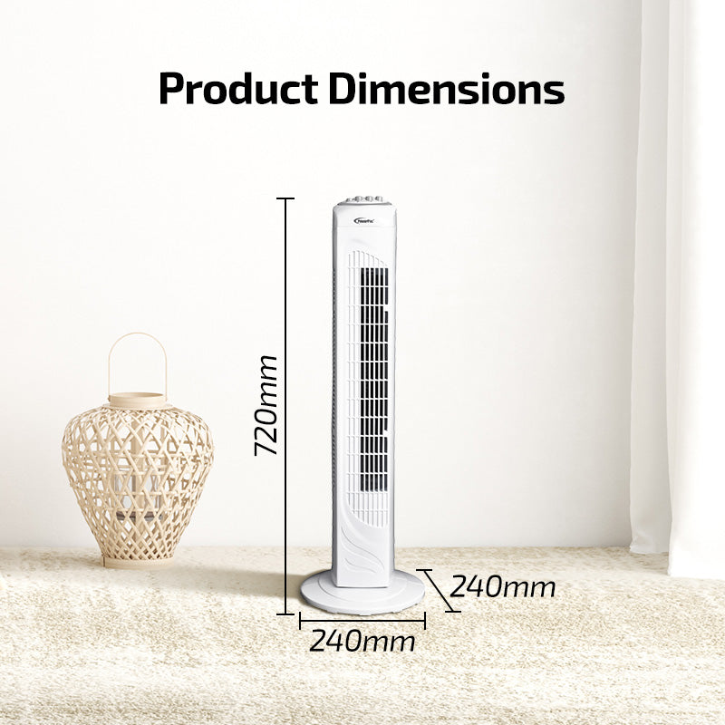 PowerPac 29 Tower Fan – Oscillation. Timer. Portable. Energy-efficient. Thermal protection. 3-Speed. white. PPTF290