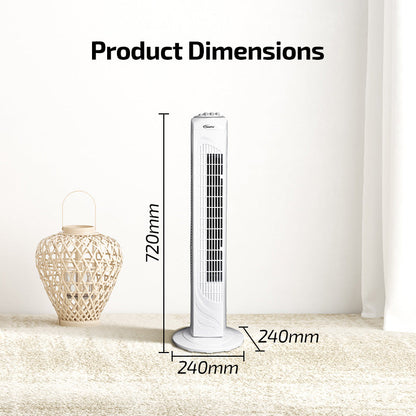 PowerPac 29 Tower Fan – Oscillation. Timer. Portable. Energy-efficient. Thermal protection. 3-Speed. white. PPTF290