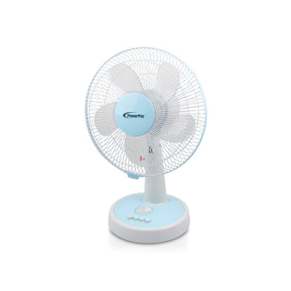 PowerPac 12 Desk Fan – High Velocity. Adjustable Tilt. Oscillation. Quiet. Durable. Overheat Protection. 3-Speed. pale blue & white. PPTF303