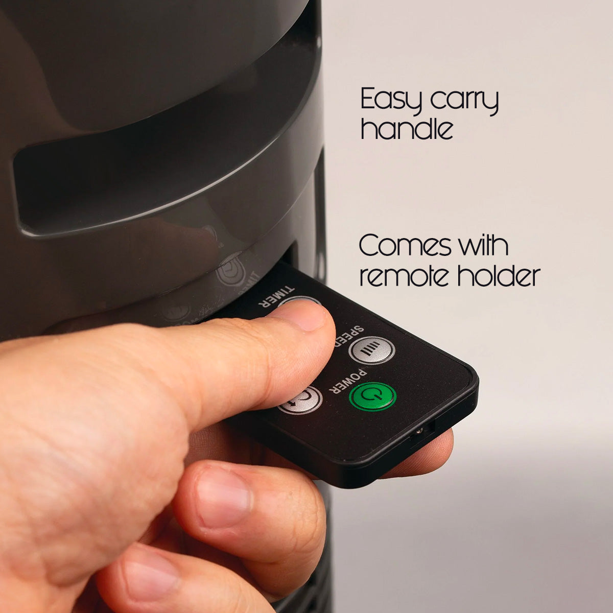 PowerPac 46 Tower Fan – Remote Control. Oscillation. Timer. 3 Modes. Digital display. Portable. Energy-efficient. 3-Speed. grey. PPTF460