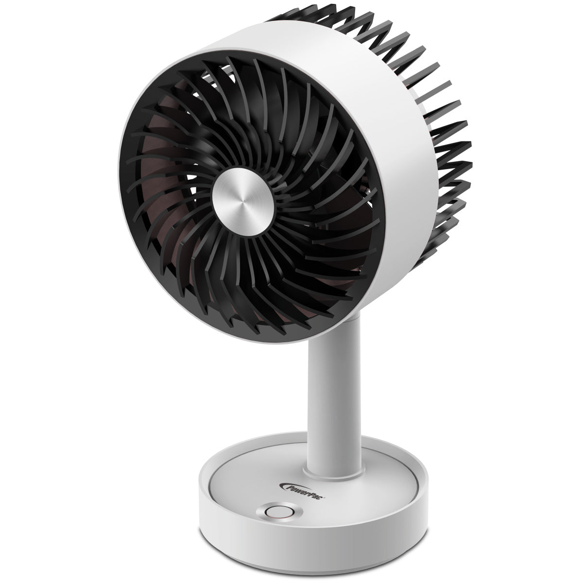 PowerPac 5 Table Fan – USB. Rechargeable. Portable Wireless. Adjustable Tilt. LED lights. Sturdy. 3-Speed. white. PPUF230