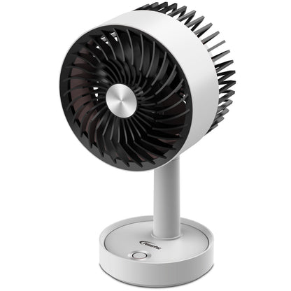 PowerPac 5 Table Fan – USB. Rechargeable. Portable Wireless. Adjustable Tilt. LED lights. Sturdy. 3-Speed. white. PPUF230