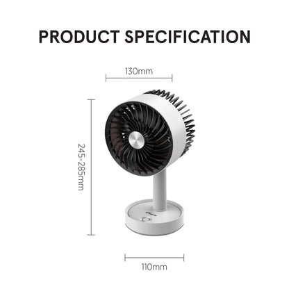 PowerPac 5 Table Fan – USB. Rechargeable. Portable Wireless. Adjustable Tilt. LED lights. Sturdy. 3-Speed. white. PPUF230