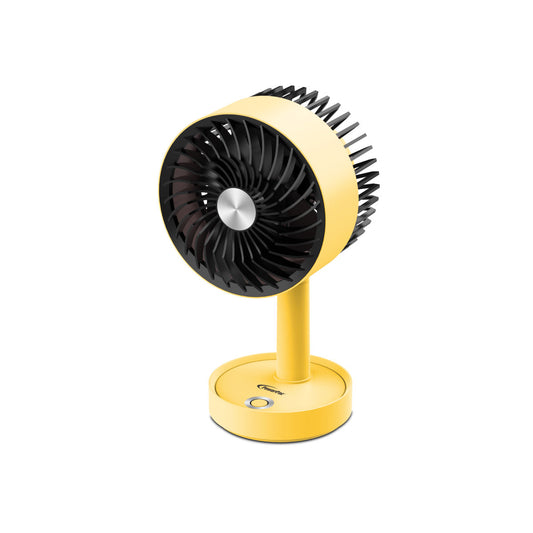 PowerPac 5 Table Fan – USB. Rechargeable. Portable Wireless. Adjustable Tilt. LED lights. Sturdy. 3-Speed. yellow. PPUF230
