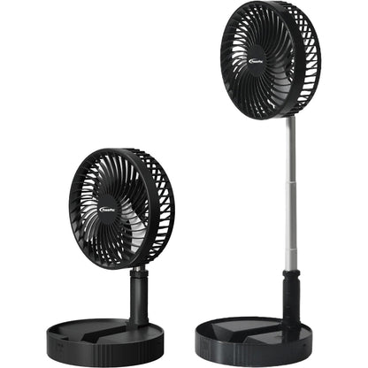 PowerPac 8 Foldable Stand/Table Fan – USB. Rechargeable. Portable Wireless. Adjustable Tilt & Height. 4-Speed. black. PPUF234