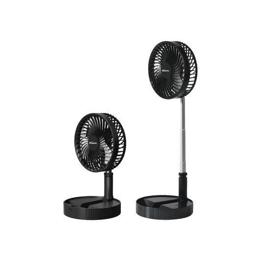 PowerPac 8 Foldable Stand/Table Fan – USB. Rechargeable. Portable Wireless. Adjustable Tilt & Height. 4-Speed. black. PPUF234
