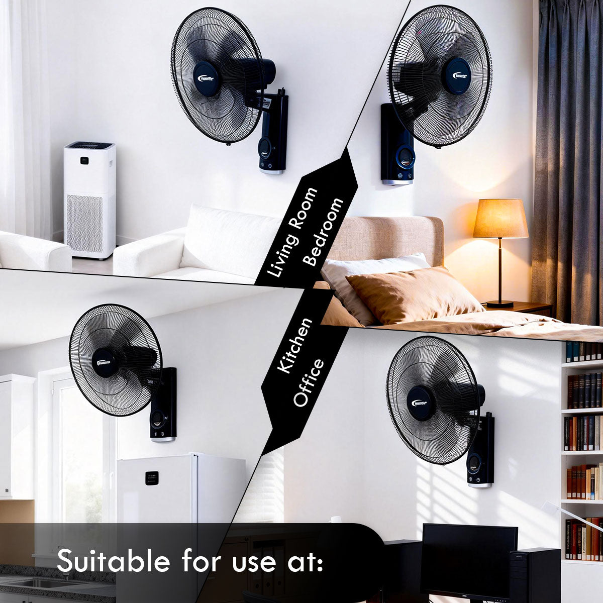 PowerPac 18 Wall Fan – Remote Control. Adjustable Tilt. Oscillation. Safe & Easy Installation. Thermal Protection. 3-Speed. black. PPWF98R