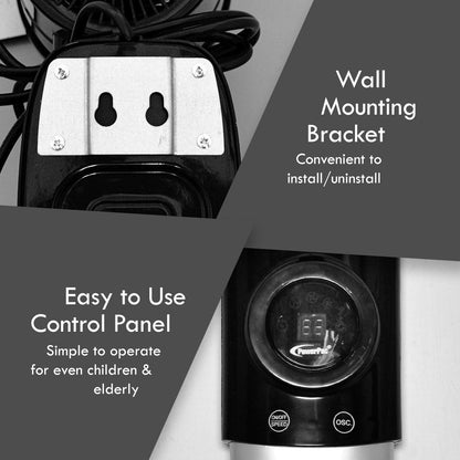 PowerPac 18 Wall Fan – Remote Control. Adjustable Tilt. Oscillation. Safe & Easy Installation. Thermal Protection. 3-Speed. black. PPWF98R