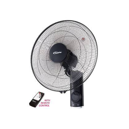PowerPac 18 Wall Fan – Remote Control. Adjustable Tilt. Oscillation. Safe & Easy Installation. Thermal Protection. 3-Speed. black. PPWF98R