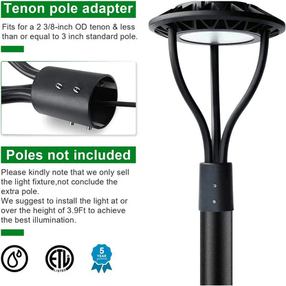 LED Post Top Light-20W/30W/40W/60W Selectable-CCT 3000K/4000K/5000K Selectable-Outdoor Waterproof-Compatible Photocell-5 Years Warranty