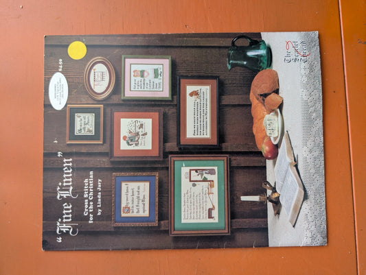 A Fine Linen cross stitch for the Christian by Linda Bary (Crafts. Cross-Stitch. c. 1980s. Christian cross stitch. scripture patterns. Linda Bary. religious crafts. fine linen)