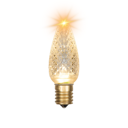 LED C9 - Minleon - Transparent Faceted Bulb - Flicker - Sun Warm White